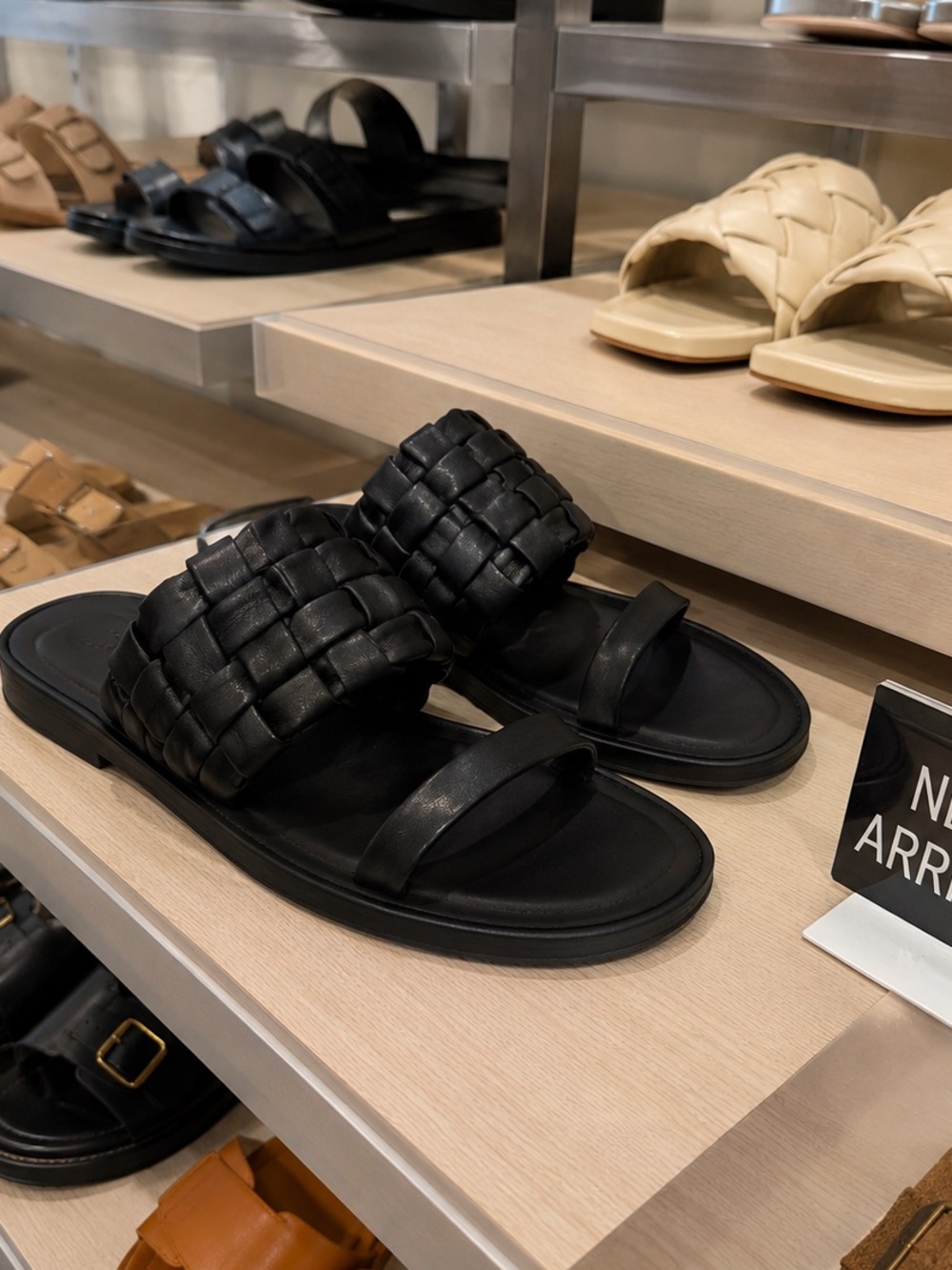 🌸Free People Black Woven Leather Slide Sandal🌸